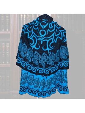 Pashmina 100% Cashmere Turquoise Black Paisley Shawl Wrap Cape Boho